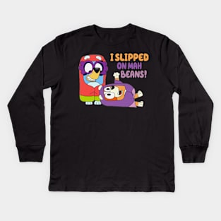 i slipped on my beans Kids Long Sleeve T-Shirt